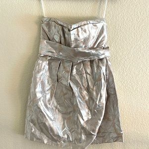 Foley & Corinna Floral Metallic Strapless Dress - Silver